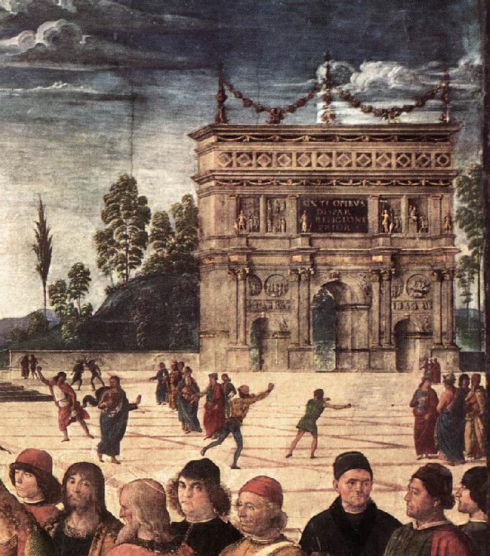 PERUGINO, Pietro Christ Handing the Keys to St. Peter (detail) as Sweden oil painting art